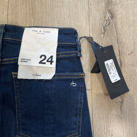 Rag & Bone Women's Nina High Rise Skinny Jeans Dark Wash Sz 24 NWT - Picture 11 of 11